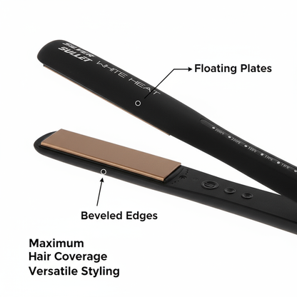 Silver Bullet titanium flatiron gold plate edition hair straightener with floating plates and beveled edges