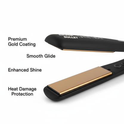 Silver Bullet titanium flatiron gold plate edition hair straightener with premium gold coating and heat damage protection