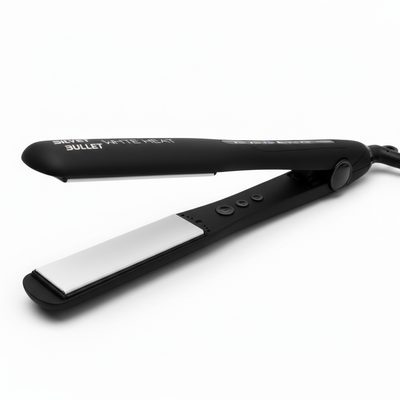 Silver Bullet White Heat hair straightener 25mm in black with sleek ceramic plates