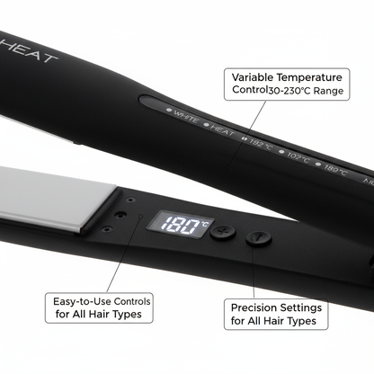 Silver Bullet White Heat hair straightener 25mm with variable temperature control and digital display