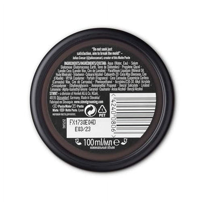 STMNT Matte Paste 100ml base label and ingredients view