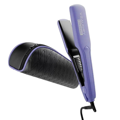 Veaudry Periwinkle Colossal Limited Edition Hair Straightener with Case. Salon-Quality Ceramic & Tourmaline for Healthy Hair.