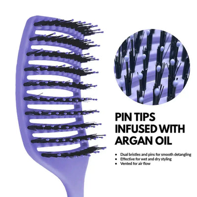 Veaudry Mydetangler Pro Purple Hairbrush: Detangling Brush with Argan Oil Infusion, Vented Design