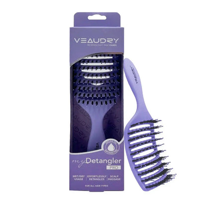 Veaudry MyDetangler Pro Purple: Detangling Brush for Smooth Hair, Ergonomic Design, Scalp Massage