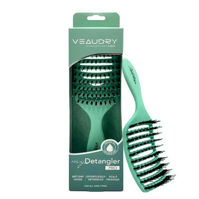 Veaudry myDetangler Pro Teal Hair Brush: Argan Oil Infused, Detangling, Scalp Massage, All Hair Types