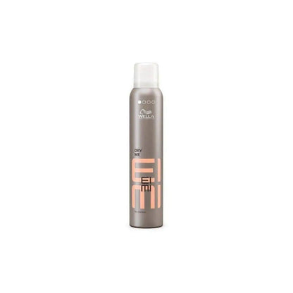 Metallic gray aerosol can of Wella EIMI Dry Me Dry Shampoo 180ml on display
