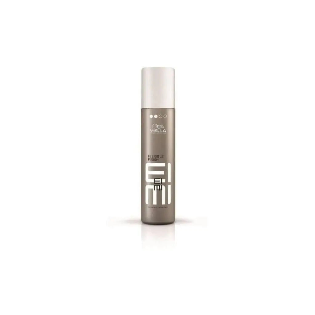 Cylindrical bottle of Wella EIMI hair styling product with a white cap.