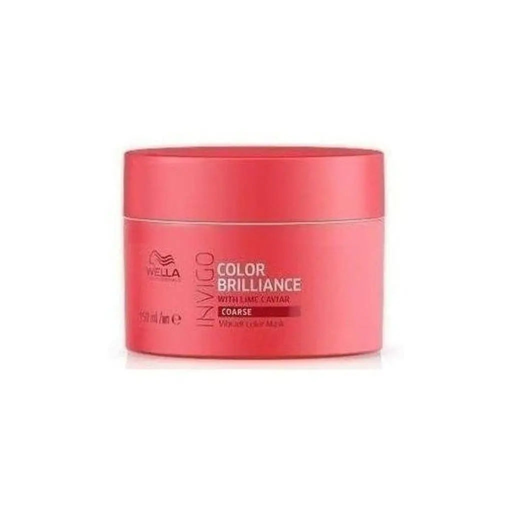 Pink cylindrical container of Wella Invigo Color Brilliance hair mask.