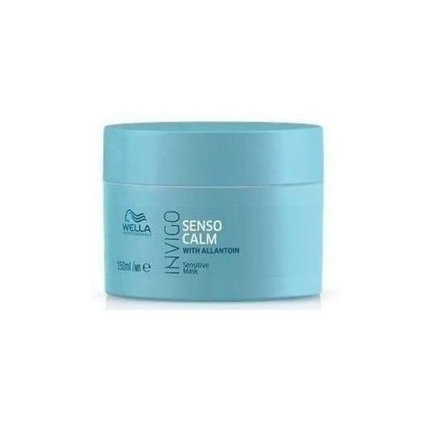 Light blue Wella Professionals Invigo Senso Calm Mask container, 150ml hair mask for soothing scalp - partnershairdesign