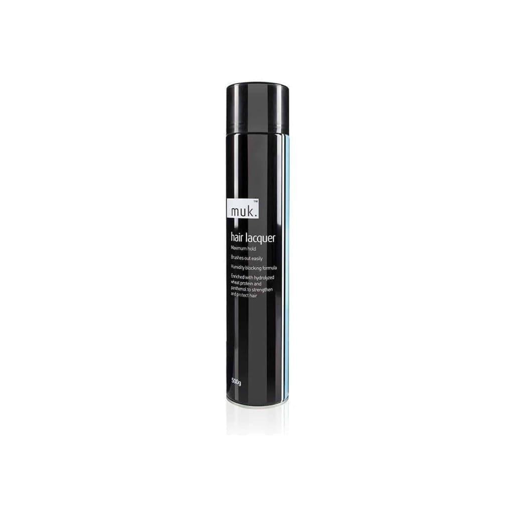 Black cylindrical canister of MUK Muk Hair Lacquer - 500G with exceptional hold